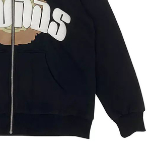Personnalisé En Gros 100% Coton Premium 3D Full Zip Up Bouffée Impression À Capuche OEM Personnalisé De Haute Qualité Hommes de Pur Coton À Capuche - Product Image 5