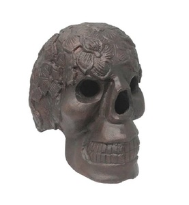 Antique <b>Gold</b> Floral Skull Baroque Gothic Metal <b>Statue</b> Eco-Friendly Luxury Home Decor for Halloween & Day of the Dead. - Product Image 4