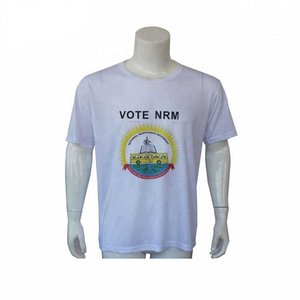 Camiseta unisex de poliéster con impresión de logotipo personalizado de fábrica de 120Gsm, impresión por sublimación en blanco sólido para elecciones, fabricada en la India - Product Image 1