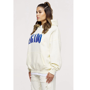 Custom Plain Drop Shoulder Pullover Sudadera con capucha de las mujeres de alta calidad de lana de algodón de gran tamaño sudaderas con capucha de las mujeres Streetwear - Product Image 5