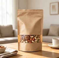 Sachet Doypack en Papier Kraft Personnalisé avec Logo Imprimé, Fermeture Ziplock et Fenêtre, Emballage Alimentaire de Qualité, Vente en Gros