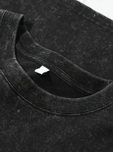 Acid Wash T Shirt OEM Custom 100% Cotton Oversized Short Sleeve Loose Street Unisex <b>Top</b> for Men and <b>Women</b> - Product Image 3