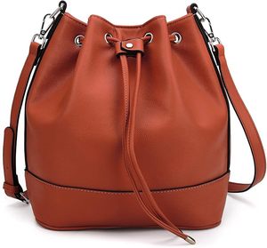 Sac seau imperméable en cuir marron de luxe Style vintage sac à main à bandoulière femmes Durable mode fourre-tout fermeture à glissière pour le bureau - Product Image 1