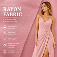 Tissu en viscose teint uni en gros, doux et respirant, pour robes et vêtements d'été