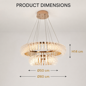Lustre moderne en fer à double couche, anneau rond, LED tricolore, décoration intérieure pour salon, salle à manger, 80cm, 50cm, 14cm - Product Image 3