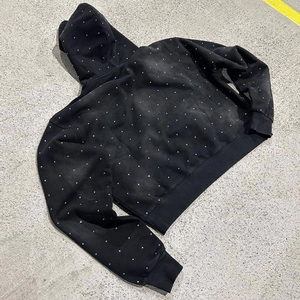 Sweat à capuche en coton pour femmes et hommes, style décontracté, coupe ample, brodé, effet délavé, pour l'hiver - Product Image 3
