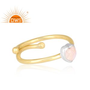 Último diseño hecho a mano 18K chapado en oro Natural Arco Iris Luna piedra preciosa apilable anillo Demi joyería fina fabricante - Product Image 3