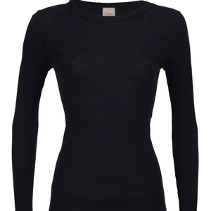 Camiseta de punto de lana y seda de manga larga con cuello redondo para mujer, hecha en Italia - Product Image 1