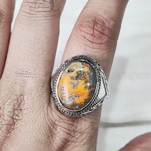 Recién llegado, anillo para hombre, anillo de piedra preciosa de jaspe de abejorro Natural, todos los tamaños, joyería fina árabe, anillo de Plata de Ley 925 - Product Image 4