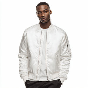 MA 1 <b>Flight</b> Bomber Satin <b>Jacket</b> <b>Men's</b> Outerwear Winter Custom Logo Front Reversible Windproof - Product Image 1