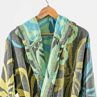 Albornoz de algodón turco de secado rápido con capucha ligera, cierre con cordón XL, diseño floral transpirable, conjunto de albornoz de verano