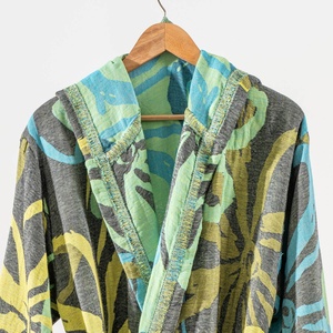 Albornoz de algodón turco de secado rápido con capucha ligera, cierre con cordón XL, diseño floral transpirable, conjunto de albornoz de verano - Product Image 6