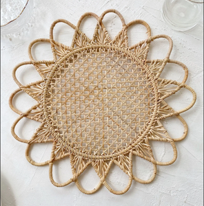 Natural Rattan Charger <b>Plate</b> <b>Mat</b> with Metal Frame - Product Image 1