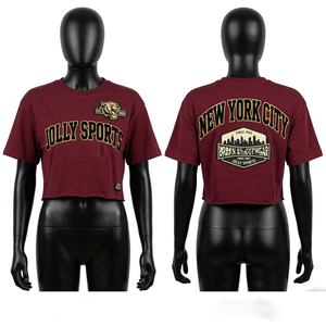 Camiseta Corta para Mujer, 220 GSM, Jersey de Algodón Premium, Verde Menta, Estampado Gráfico, Logotipo Personalizado con Serigrafía, Transpirable - Product Image 2