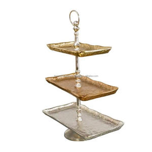 Plateaux et plateaux royaux de style floral petit, moyen et grand, support à gâteau à 3 niveaux, support à gâteau de luxe pour mariage et fêtes déco - Product Image 5