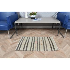 1.7x2.8 ft Rug, Turkish Vintage Rug, <b>Brown</b> White Ombr <b>Wool</b> Rug - Product Image 3