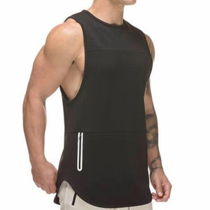 Couleur unie été fitness course sans manches sport gym course gilet pour hommes fitness gilets coton débardeurs - Product Image 4