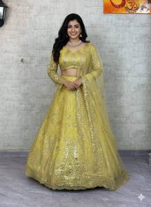 ชุดเดรส lahrenga choli dupatta ปักเลื่อมตาข่ายนุ่มแบบพรีเมี่ยม - Product Image 5