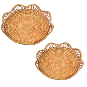BANDEJA DE RATTAN redonda única elegante y funcional para servir alimentos, frutas y artículos para el hogar con materiales ecológicos - Product Image 1