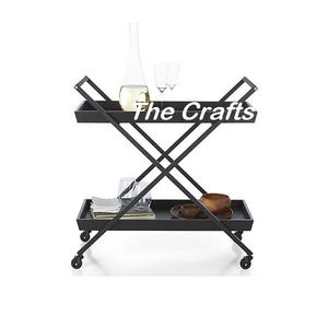 Iron And Wooden Food Serving <b>Trolley</b> <b>With</b> Three Tiers Customized Size And Shape Serving <b>Trolley</b> For Home Usage - Product Image 5