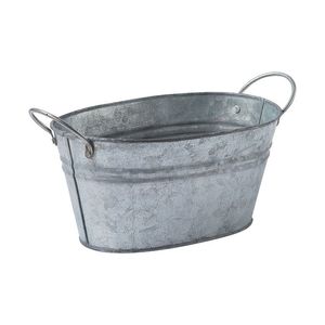 Jardinera ovalada galvanizada con acentos de cuerda para combinar estilo rústico con jardinería funcional en espacios pequeños - Product Image 2