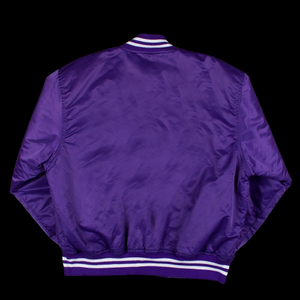 Violet Satin Varsity Bomber Veste Rétro Baseball Style Léger Unisexe Streetwear Classique Collège Coupe-Vent Manteau - Product Image 6