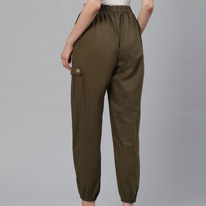 Pantalon pour femme en coton/polyester avec logo personnalisé écologique, respirant, plat, fitness, décontracté, taille haute, coupe droite et ample, été - Product Image 2