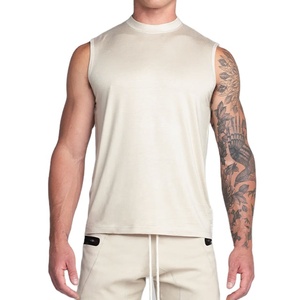 เสื้อกล้ามออกกำลังกายแบบใหม่ คอสูง ดีไซน์เพิ่มขนาด ยืดหยุ่นได้ กระชับกล้ามเนื้อ ผ้าโพลีเอสเตอร์ผสมสแปนเด็กซ์ ไม่มีแขน - Product Image 4