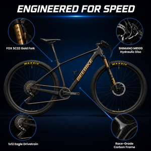 Bicicleta de Montaña Rígida de Fibra de Carbono de 29 Pulgadas con Cambio Electrónico, Horquilla de Aire Dorada, Frenos Hidráulicos, Bicicleta de Carreras Ligera - Product Image 3
