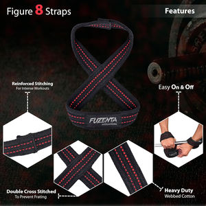 Cross-fit Deadlift Premium Quality Strong Man Workout Weightlifting 8 Figure <b>Straps</b> Non-slip Custom Gymnastic Figure 8 <b>Strap</b> - Product Image 2
