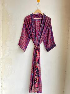 Kimono de seda de lujo, ropa de salón, regalo, ropa de Festival bohemio, ropa de uso diario, Sexy, hecho a mano, Vintage, Sari, manga 3/4, abrigo de playa - Product Image 4