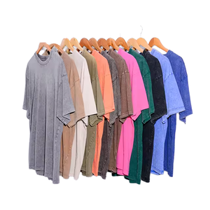 Camiseta desgastada con logotipo de algodón de peso pesado para hombre, camiseta recortada cuadrada con estampado Dtg, camisetas de lavado ácido personalizadas de gran tamaño para hombre - Product Image 1