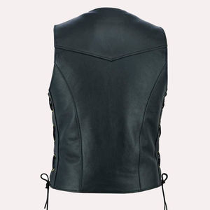 Diseño clásico para producto personalizado Chaleco de cuero de mezclilla Hombre Chaleco de cuero con logotipo personalizado en precio al por mayor - Product Image 2