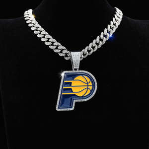 Pendentif de basket-ball unisexe en argent 925 rhodié plaqué or 14 carats avec moissanite, style hip-hop, thème basket-ball Indiana Pacers - Product Image 4