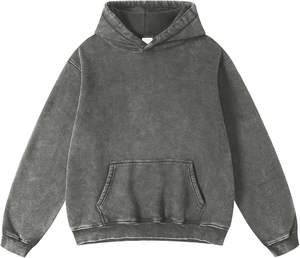 Sudadera Extra Grande de Alta Calidad para Hombre, Estilo Retro, Color Gris Oscuro Deslavado, Corte Holgado, Estilo Deportivo, Minimalista, Informal - Product Image 1