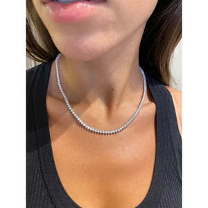 SHREYA DIAM IGI Certified 14k <b>Gold</b> Pave Set Lab Grown Elongated Diamond <b>Tennis</b> <b>Necklace</b> Round Cut Anniversary Gift - Product Image 1