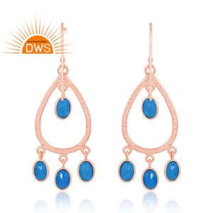 Best Selling 925 Sterling Silver 18K <b>Rose</b> Gold Plated Doublet Blue Topaz <b>Quartz</b> Gemstone <b>Earring</b> Demi Fine Jewelry For Women - Product Image 2