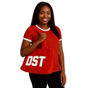 Delta Greek Sorority DST Bolso de mano de piel Negro con letras bordadas en rojo y blanco Bolso de felpa Durable Greek Life Sorority Gift - Product Image 1