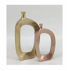 Vase à fleurs en aluminium de style goulot d'étranglement de vente chaude en finition or et cuivre Vase de table modèle en métal Vase en aluminium moderne - Product Image 3