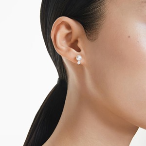 ต่างหูเม็ดกลมแบบเมทริกซ์ที่เปล่งประกายด้วยไข่มุกคริสตัลและเซอร์โคเนียโรเดียม B2B ส่งออกเครื่องประดับจำนวนมาก - Product Image 2