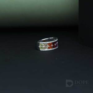 Anillo de Diamantes Unisex de Moda Chapado en Plata de Ley 925 de Acero Inoxidable de Alto Brillo, Brillante Moissanita para Regalo de Aniversario de Bodas - Product Image 5