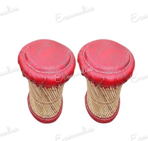 Canne indienne en bambou écologique Sarkanda Muddha repose-pieds tabouret pouf pour Console d'incrustation d'os de jardin intérieur extérieur - Product Image 4