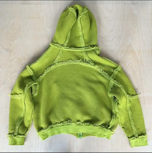 เสื้อฮู้ดแบบซิปสำหรับผู้ชาย, เสื้อครอปไซต์โลโก้กำหนดได้เองน้ำหนักซักวินเทจ - Product Image 2