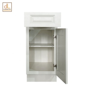Entrepôts américains Stock RTA Panneau surélevé en bois massif blanc Armoires de base de cuisine Garde-manger Armoire contreplaqué américain Charnière coulissante de tiroir - Product Image 2