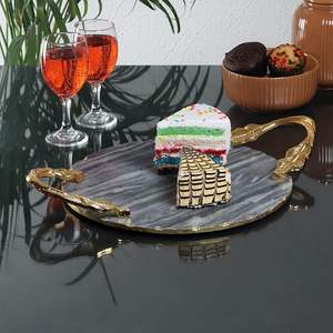 Plateau en marbre de qualité supérieure avec poignée pour salon, table basse, hôtel, présentation de fruits et de collations - Product Image 3