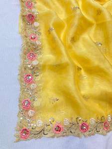 Latest Designer High Quality <b>Silk</b> <b>Organza</b> Women's Sari Embroidery Border Festival Party Salwar Kameez Lehenga Choli Suit Indian - Product Image 3