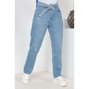 Jeans décontractés style boyfriend avec ceinture, confortables, en Spandex/Polyester, coupe classique - Product Image 2