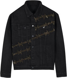 Veste en jean à strass édition limitée, style streetwear premium, veste en jean à strass pour hommes - Product Image 1