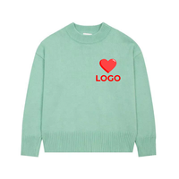 Nouveau Pull Tricoté de Luxe pour Hommes, Broderie Cœur d'Amour, Chandail en Laine Mohair de Haute Qualité pour Hommes