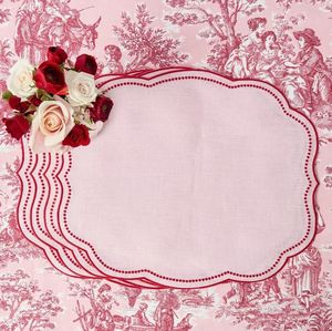 Elegant Classic Linen <b>Table</b> <b>Placemats</b> with Subtle Embroidery Work <b>for</b> Minimalist Dining Room Decor Premium Style Carton Packed - Product Image 1